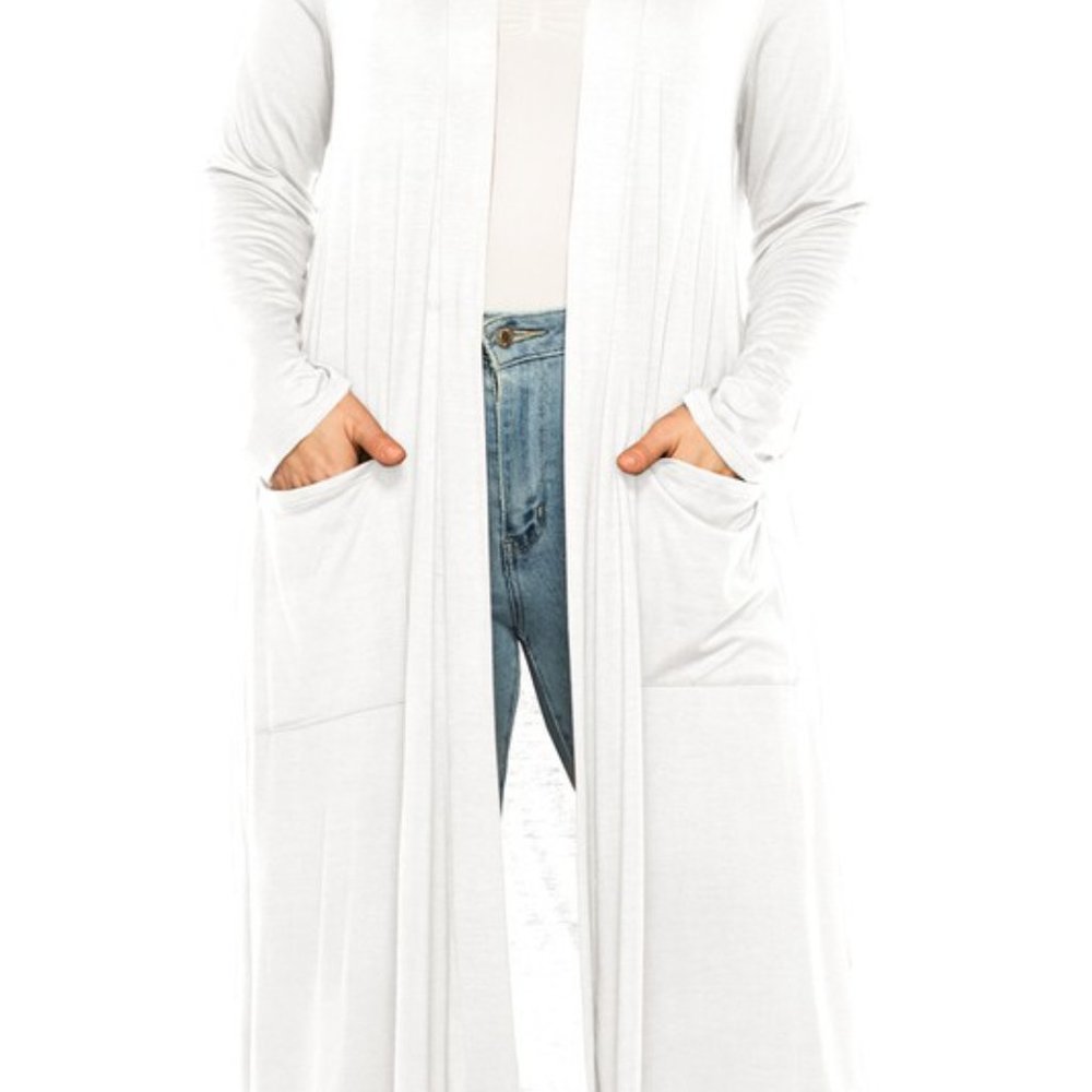 Plus size, solid duster cardigan - Picture 6 of 16